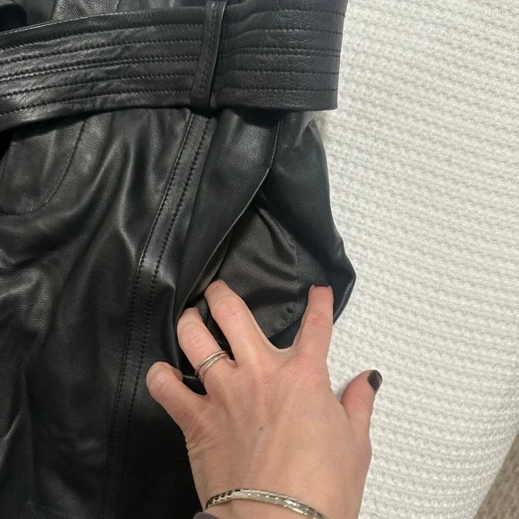 Vince Black High Waist Leather Shorts